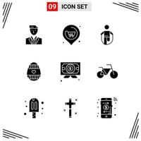 9 Icons Solid Style Grid Based Creative Glyph Symbols for Website Design Simple Solid Icon Signs Isolated on White Background 9 Icon Set Creative Black Icon vector background