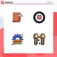 4 Universal Filledline Flat Color Signs Symbols of paint creative repair multimedia management Editable Vector Design Elements