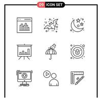 Set of 9 Line Style Icons for web and mobile Outline Symbols for print Line Icon Signs Isolated on White Background 9 Icon Set Creative Black Icon vector background