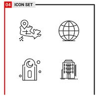 4 iconos generales para el diseño de sitios web, impresión y aplicaciones móviles 4 símbolos de contorno signos aislados en fondo blanco 4 paquete de iconos icono negro creativo fondo vectorial vector