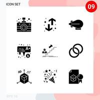 paquete de vectores de 9 iconos en estilo sólido paquete de glifos creativos aislado en fondo blanco para web y móvil fondo de vector de icono negro creativo