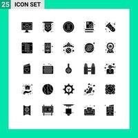 Group of 25 Solid Glyphs Signs and Symbols for science management spooky content menu Editable Vector Design Elements