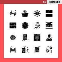 16 Icon Pack Solid Style Glyph Symbols on White Background Simple Signs for general designing Creative Black Icon vector background