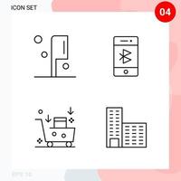 Vector Pack of 4 Icons in Line Style Creative Outline Pack isolated on White Background for Web and Mobile Creative Black Icon vector background