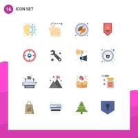 paquete de color plano de 16 símbolos universales de encontrar negocio camping ganador premio paquete editable de elementos creativos de diseño de vectores
