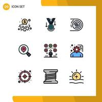 Pictogram Set of 9 Simple Filledline Flat Colors of checklist map abstract search endless Editable Vector Design Elements