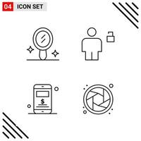 conjunto perfecto de píxeles de 4 iconos de línea conjunto de iconos de esquema para el diseño de sitios web y la interfaz de aplicaciones móviles fondo de vector de icono negro creativo