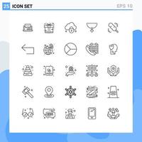 Set of 25 Modern UI Icons Symbols Signs for broom heart gift necklace lock Editable Vector Design Elements