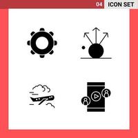 4 Icon Pack Solid Style Glyph Symbols on White Background Simple Signs for general designing Creative Black Icon vector background