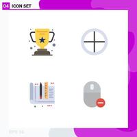 Mobile Interface Flat Icon Set of 4 Pictograms of achievement architect education military education Editable Vector Design Elements