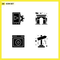 4 Solid Glyph concept for Websites Mobile and Apps mobile ux architecture gate website Editable Vector Design Elements
