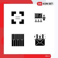 Solid Glyph Pack of 4 Universal Symbols of full screen statistics presentation graph keyboard Editable Vector Design Elements