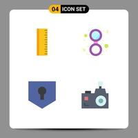 paquete de 4 iconos planos modernos, signos y símbolos para medios de impresión web, como educación, seguridad, baño, cámara sólida, elementos de diseño vectorial editables vector