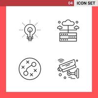 4 Icon Pack Line Style Outline Symbols on White Background Simple Signs for general designing Creative Black Icon vector background