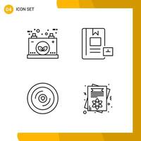 4 Icon Set Line Style Icon Pack Outline Symbols isolated on White Backgound for Responsive Website Designing Creative Black Icon vector background