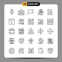 Paquete de 25 iconos negros símbolos de contorno signos para diseños receptivos sobre fondo blanco 25 iconos establecidos fondo de vector de icono negro creativo