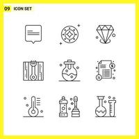 9 Icon Set Simple Line Symbols Outline Sign on White Background for Website Design Mobile Applications and Print Media Creative Black Icon vector background