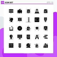 Modern Set of 25 Solid Glyphs and symbols such as pack presentation data imagination world Editable Vector Design Elements