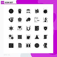 Group of 25 Modern Solid Glyphs Set for planet astronomy security seo marketing Editable Vector Design Elements