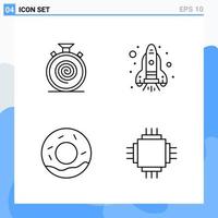 Modern 4 Line style icons Outline Symbols for general use Creative Line Icon Sign Isolated on White Background 4 Icons Pack Creative Black Icon vector background
