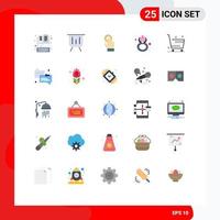 25 Universal Flat Color Signs Symbols of women eight performance day interface Editable Vector Design Elements