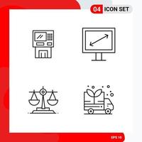 Creative Set of 4 Universal Outline Icons isolated on White Background Creative Black Icon vector background