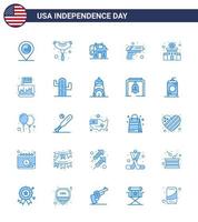 25 iconos creativos de EE. UU. Signos de independencia modernos y símbolos del 4 de julio de la policía firman elementos de diseño de vector de día de EE. UU.