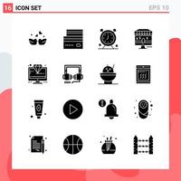 Collection of 16 Vector Icons in solid style Modern Glyph Symbols for Web and Mobile Solid Icon Sign Isolated on White Background 16 Icons Creative Black Icon vector background