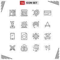 16 Icons Line Style Grid Based Creative Outline Symbols for Website Design Simple Line Icon Signs Isolated on White Background 16 Icon Set Creative Black Icon vector background