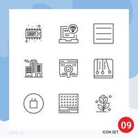 9 Universal Outline Signs Symbols of pack search develop web business Editable Vector Design Elements