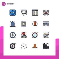 Universal Icon Symbols Group of 16 Modern Flat Color Filled Lines of drone robot camera login cam user Editable Creative Vector Design Elements