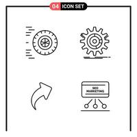 Set of 4 Line Style Icons for web and mobile Outline Symbols for print Line Icon Signs Isolated on White Background 4 Icon Set Creative Black Icon vector background