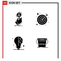 4 General Icons for website design print and mobile apps 4 Glyph Symbols Signs Isolated on White Background 4 Icon Pack Creative Black Icon vector background