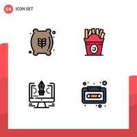 4 iconos creativos signos y símbolos modernos de harina dibujo alimentos software de alimentos elementos de diseño vectorial editables vector