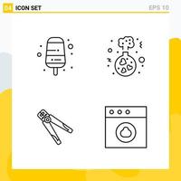 Collection of 4 Universal Line Icons Icon Set for Web and Mobile Creative Black Icon vector background