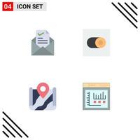 4 Flat Icon concept for Websites Mobile and Apps mail pin tick switch google Editable Vector Design Elements