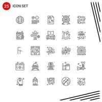 Universal Icon Symbols Group of 25 Modern Lines of business adjust document structure prototyping Editable Vector Design Elements