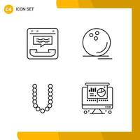 4 Icon Set Line Style Icon Pack Outline Symbols isolated on White Backgound for Responsive Website Designing Creative Black Icon vector background