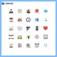 User Interface Pack of 25 Basic Flat Colors of computing setting cube cloud sport Editable Vector Design Elements