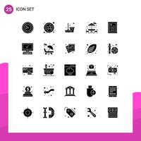 25 Thematic Vector Solid Glyphs and Editable Symbols of hands park disable water sweep Editable Vector Design Elements