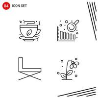 Collection of 4 Vector Icons in Line style Pixle Perfect Outline Symbols for Web and Mobile Line Icon Signs on White Background 4 Icons Creative Black Icon vector background