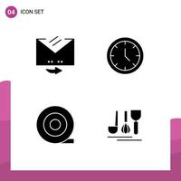 Pack of 4 creative Solid Glyphs of answer cutlery reply user service Editable Vector Design Elements