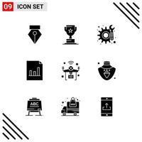 Stock Vector Icon Pack of 9 Line Signs and Symbols for wifi iot maintenance internet graph Editable Vector Design Elements