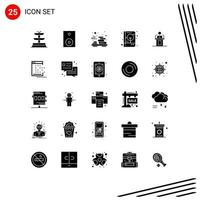 Universal Icon Symbols Group of 25 Modern Solid Glyphs of person print spa notebook brand identity Editable Vector Design Elements