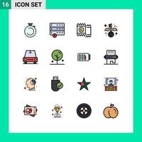 16 iconos creativos signos y símbolos modernos de van car condom llaves arquitectura elementos de diseño de vectores creativos editables