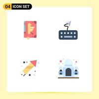 Modern Set of 4 Flat Icons and symbols such as book fireworks declaration keyboard eid Editable Vector Design Elements