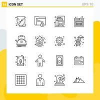 Collection of 16 Universal Line Icons Icon Set for Web and Mobile Creative Black Icon vector background