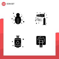 Pack of 4 Universal Glyph Icons for Print Media on White Background Creative Black Icon vector background