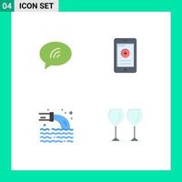 4 User Interface Flat Icon Pack of modern Signs and Symbols of message pollution sand phone sewage Editable Vector Design Elements