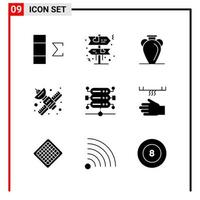 9 General Icons for website design print and mobile apps 9 Glyph Symbols Signs Isolated on White Background 9 Icon Pack Creative Black Icon vector background